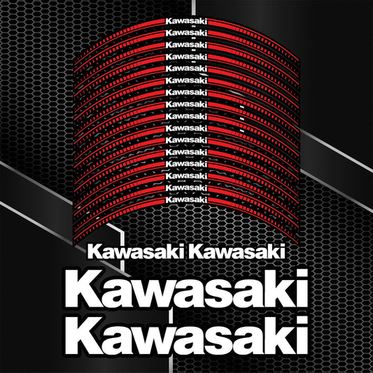 Universalūs Kawasaki NINJA H2, Z, Versys, KLX ratlankių lipdukai su juodu fonu