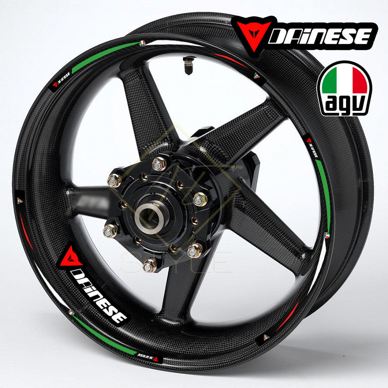 Universalūs R17 motociklo ratlankių lipdukai – 16 vnt. komplektas juodiems ratlankiams