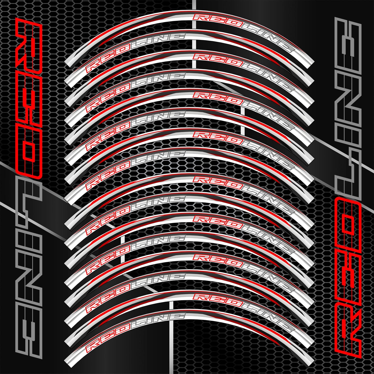 RED LINE motociklo ratlankių lipdukai