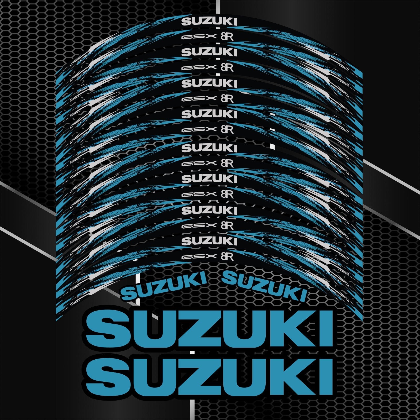 Suzuki GSX 8R lipdukų komplektas – 20 dalių ratlankiams