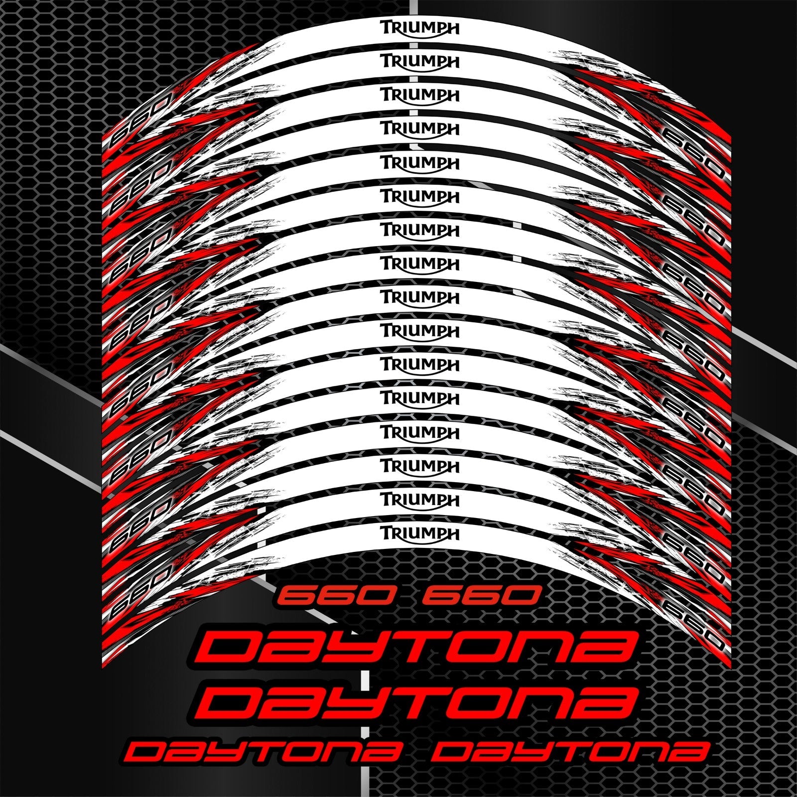 Triumph Daytona 660 motociklo kraštiniai ir vidiniai lipdukai
