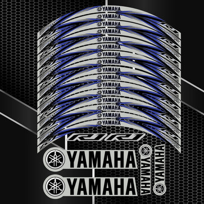 Yamaha R1 mėlyni, pilki ir sidabriniai lipdukai ratlankiams