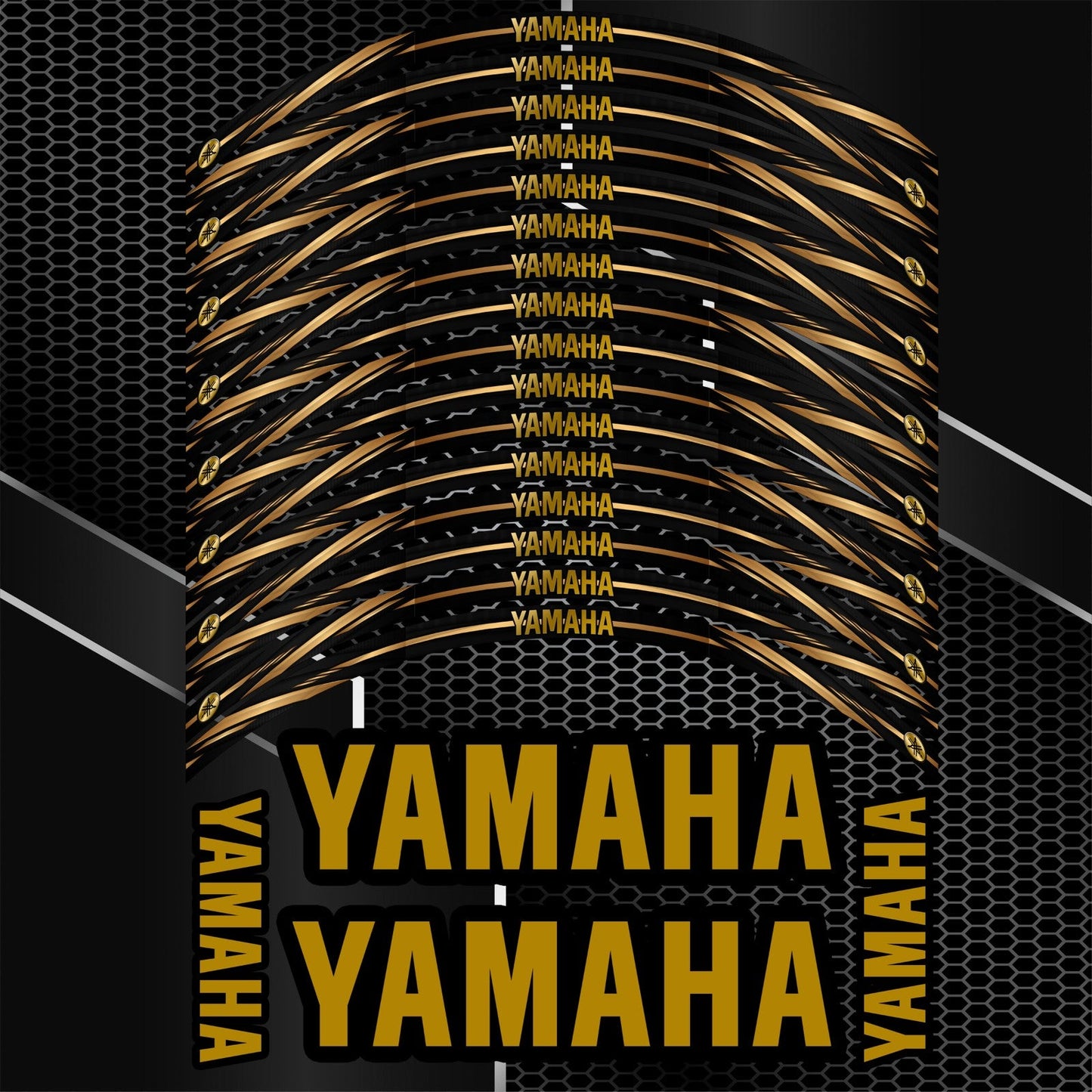 Yamaha YZF motociklo lipdukai su spalvotomis juostelėmis