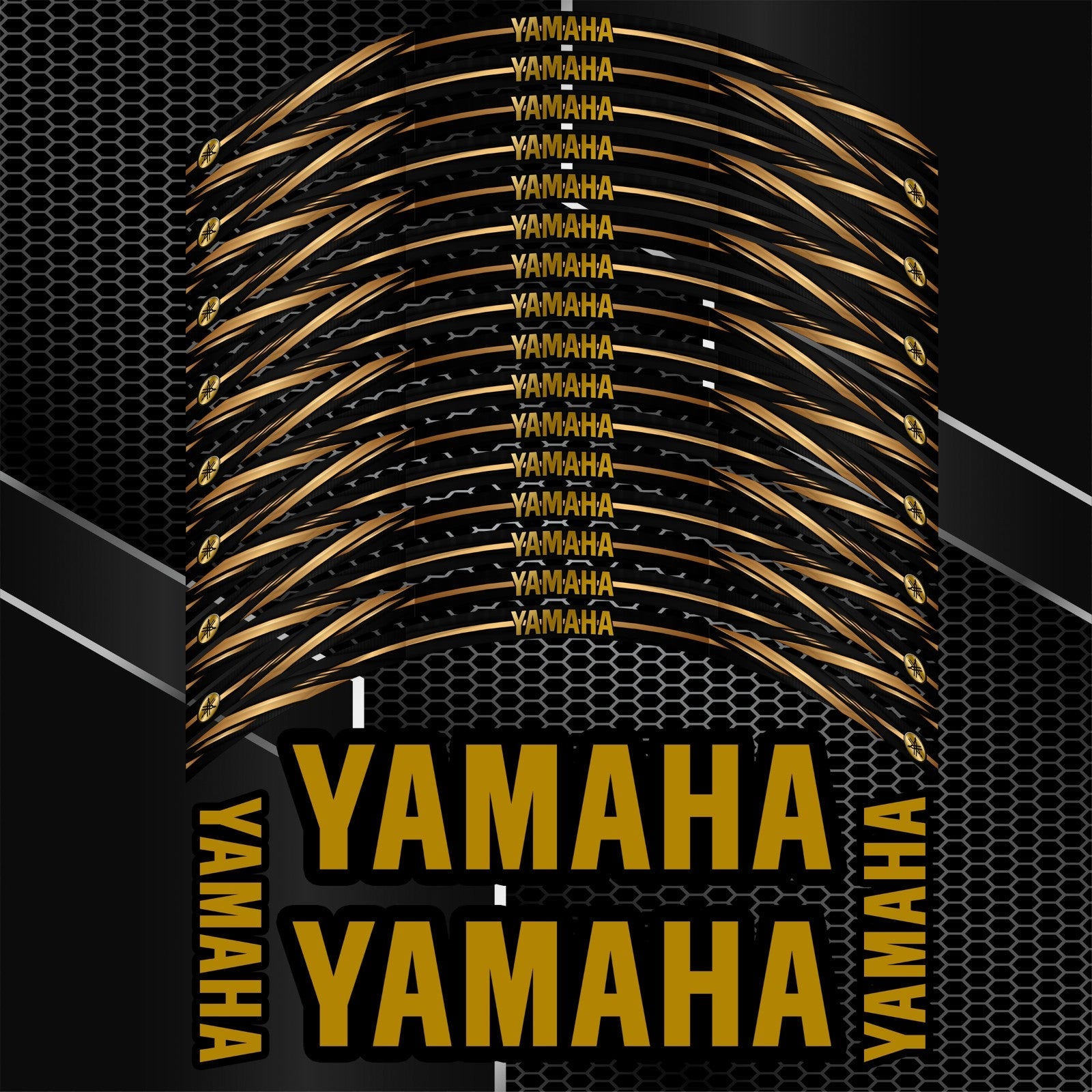 Yamaha YZF motociklo lipdukai su spalvotomis juostelėmis