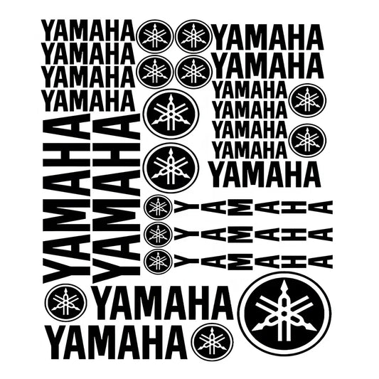 Yamaha logotipų ir teksto kolekcija baltame fone